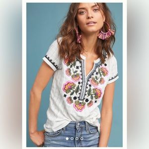 Anthropologie Akemi + Kin Dandelion Embroidered Top